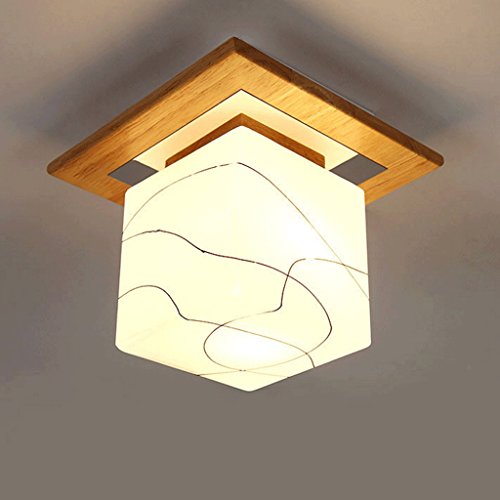 Solid Wood Ceiling Light LED Aisle Balcony Lamp Single Head Solid Wood Small Lamp Bedroom Ceiling Lamp  Color  B 