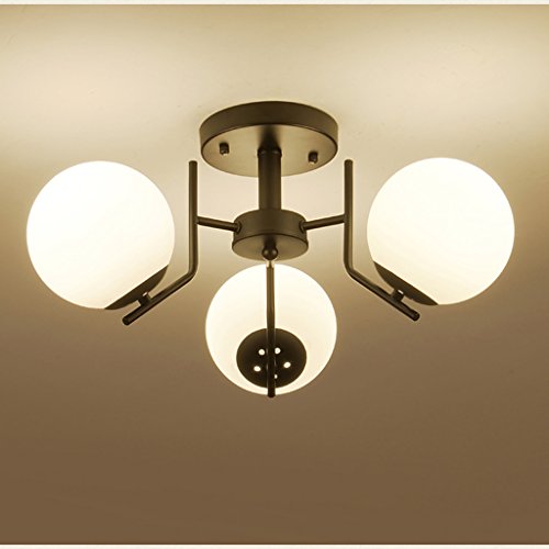 Close To Ceiling Lights 3-head ceiling lampModern simple personality warm living room Ceiling light living room bedroom Nordic study restaurant lighting Home Improvement A Color  Is white light