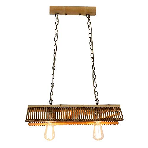 IFDyj Chandelier Ceiling Light Fixture Bamboo Double Head Adjustable ChandelierRattan Lantern Bamboo Pendant Light Art Balcony Wooden Restaurant Living Room Ceiling Light