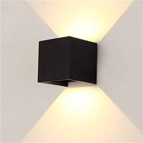 HUIFEIDEYU Wall lamp 12W Waterproof Dimmable Aluminum Shell Wall Light for Outdoor Garden Pathway Patio Hallway Lighting AC 85-265V - BD80 Square Cover Black Shell
