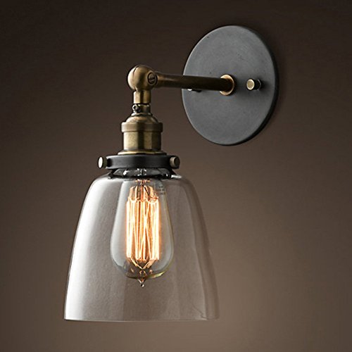 Fuloon Retro Vintage Industrial Style Glass Wall Lamp Ceiling Light Wall Fitting Sconce a-1 Set