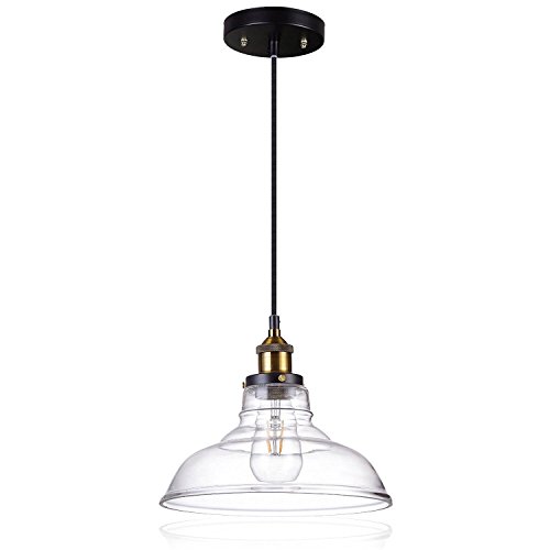 JACKYLED Glass Ceiling Light Pandent Industrial Barn Mini Edison Lamp Fixture 1 Light