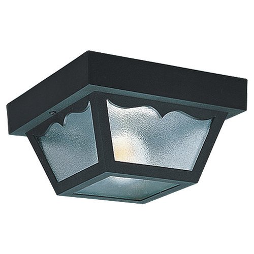 Sea Gull Lighting 7569-32 2-light Outdoor Close-to-ceiling Fixture Clear Textured Glass And Black