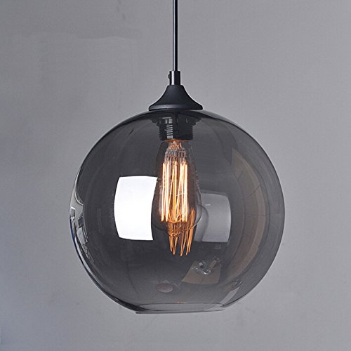 Winsoon 1pc Modern Industrial Hanging Glass Ball Ceiling Lamp Shade Pendant Light Loft Grey