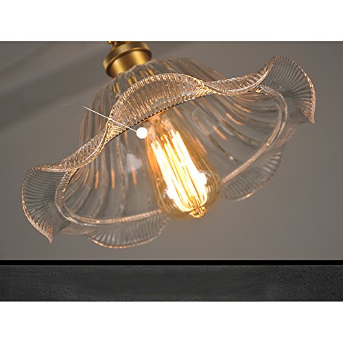 Winsoon 30cm X 20cm Modern Vintage Industrial Hanging Glass Ceiling Lamp Flower Shade Pendant Light