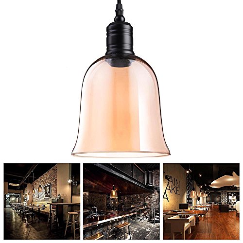 Yescom Vintage Industrial 59 Bell Shape Glass Ceiling Light Pendant Light Edison Lamp for Cafe Kitchen Amber