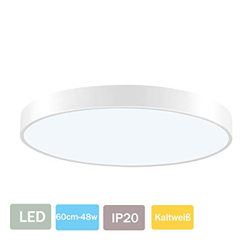 LED Flush Mount Ceiling Light 48W 4800 Lumens Round 6000K Daylight White LED Ultra Thin Recessed Lighting for Bathroom Hallway and Kitchen