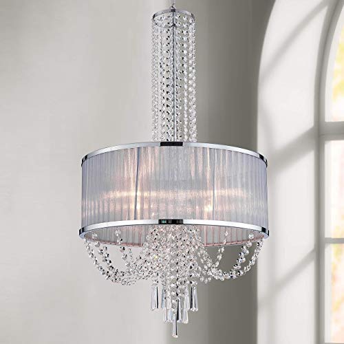 Modern Pendant Crystal Raindrop Chandelier Lighting LED Ceiling Light Fixture Lamp for Dining Room Bathroom Bedroom Livingroom 4 E12 LED Bulbs Required Diameter 20 inch Height 35 inch