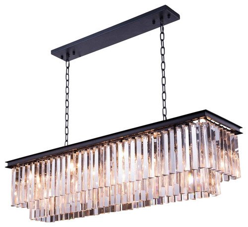 Saint Mossi Modern K9 Clear Crystal Bar Rectangle Raindrop Chandelier Lighting LED Ceiling Light Fixture Pendant for Dining Room Bathroom Bedroom Livingroom 8 E12 Bulbs Required H10 X L34X W14