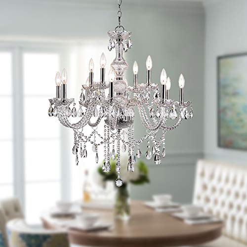 Saint Mossi Modern K9 Crystal Chandelier Lighting LED Ceiling Light Fixture Pendant Chandelier for Livingroom 12 E12 Bulbs Required Width 31 inch x Height 32 inch