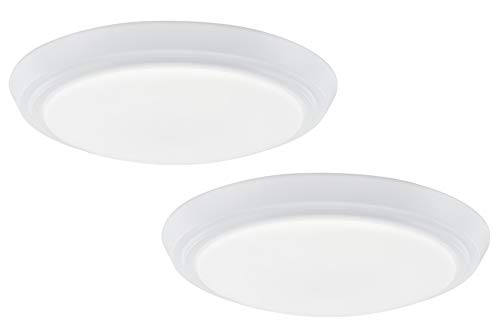 WISBEAM LED Flush Mount Ceiling Lighting Fixture 7 Inch 12W 75W Replacement 840 Lumen Dimmable Metal Housing with White Finish ETL Rated 2-Pack 3000K-Warm White