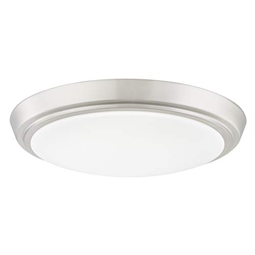 YaoKuem LED Flush Mount Ceiling Lighting Fixture Dimmable 13 Inch 22W 1340 Lumen Metal Housing with Nickel Finish ETL and Damp Location Rated 3000K-Warm White
