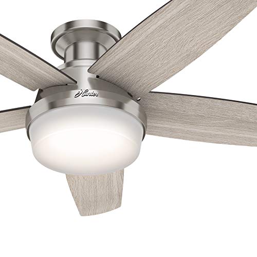 Hunter Fan 48 inch Low Profile Brushed Nickel Ceiling Fan with LED Light Kit and Remote Control Renewed