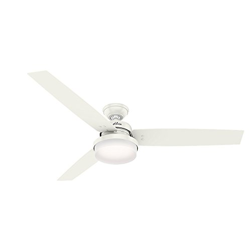 Hunter Indoor Ceiling Fan with LED Light and remote control - Sentinel 60 inch White 59456