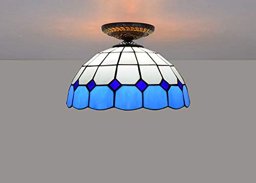 Xinqing Nordic Mediterranean Style and 30 cm in Diameter of Celling Light for Dining Room Bedroom Hallway Colour Glass LED Ceiling Decorative Lights 220V Chandelier Color  Blue
