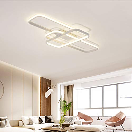 Ceiling Light LED Modern Living Room Light with Remote Control 68W Dimmable Ceiling Light 3 Rectangular Design Close to Ceiling Lighting Lamp Metal Acrylic Indoor Ceiling Light Fixture White