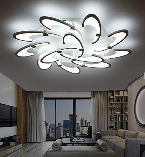 LAKIQ Multi Light Modern LED Ceiling Chandelier Windmill Shape Acrylic Semi Flush Mount Lighting Fixture Indoor Ceiling Lights for Living Room Bedroom White Light 12 Lights