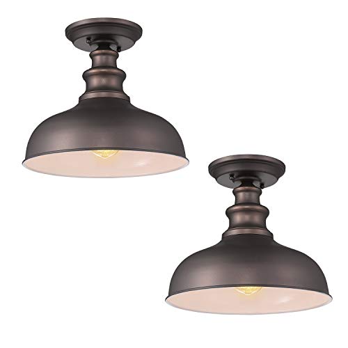 Zeyu Semi Flush Mount Ceiling Light 2 Pack Farmhouse Indoor Flush Ceiling Light in Oil Rubbed Bronze Finish 02A391-2PK ORB