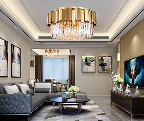 SHIYANLI Round Gold Crystal Chandelier for Ceiling Luxury Modern Bedroom LED Lustres De Cristal Home Indoor Lighting Fixtures