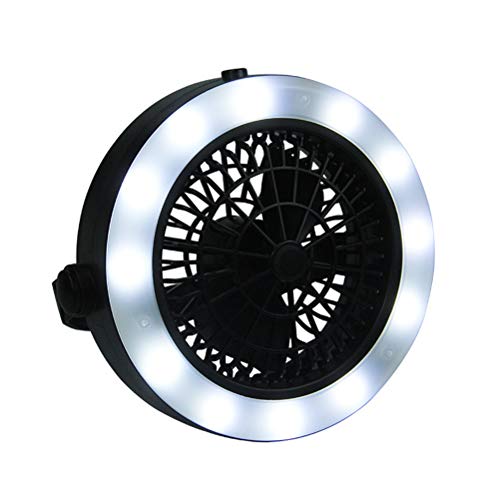 LIOOBO Portable 12 LED Light Fan USB Rechargeable Camping Lamp Fan Tent Lght with Ceiling Fan for Outdoor Camping Hiking
