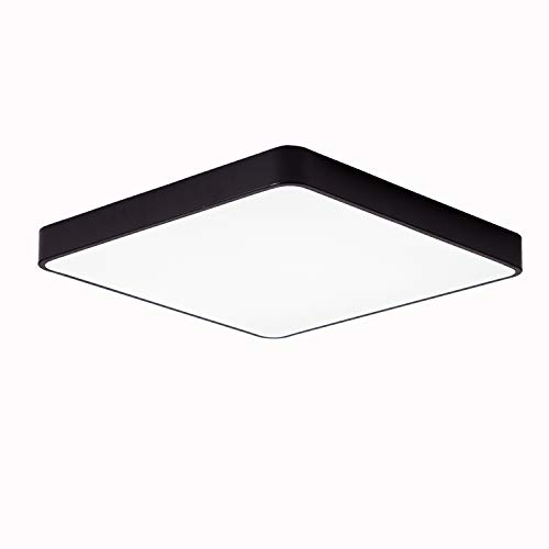LuFun Flush Mount Ceiling Light 12 Inches 24W Modern LED Ceiling Lamp Square Lighting FixtureCeiling Lighting for for Closets Kitchens Stairwells Bedrooms BlackCool White Light 6000K