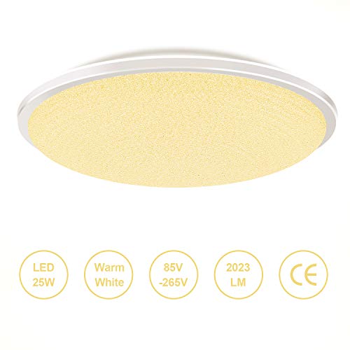 OOWOLF 3200K LED Ceiling Light 25W 15 inch LED Ceiling Lamp Fixture Lights for Bedroom Hallway Kitchen Stairwell Without Flicker 2023LM Warm White