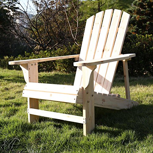 Songsen Outdoor Log Wood Adirondack Lounge Chair Patio Deck Garden Furniture - Natural