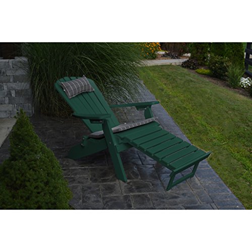 A&L Furniture Co Folding Reclining Recycled Plastic Adirondack Chair W Pullout Ottoman