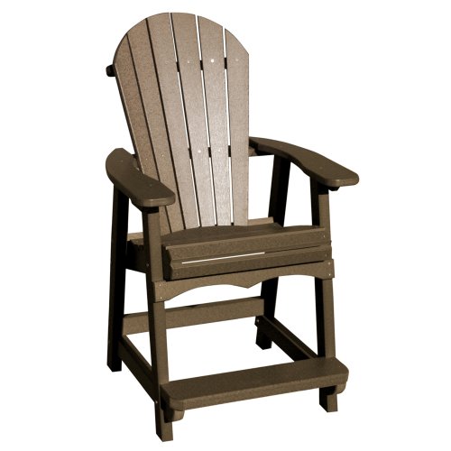 Vifah V1086-ww Recycled Plastic Adirondack Bar Chair Weathered Wood