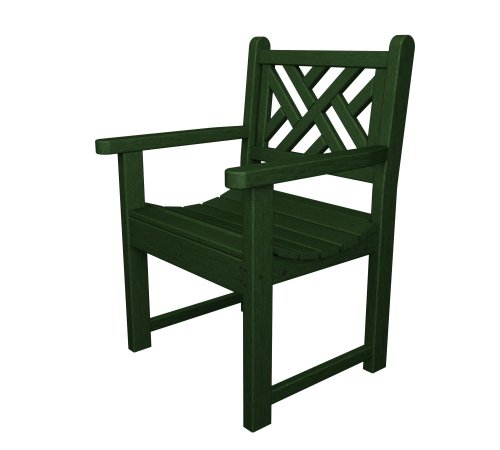 POLYWOOD Outdoor Furniture Chippendale Arm Chair Green-Recycled Plastic Materials