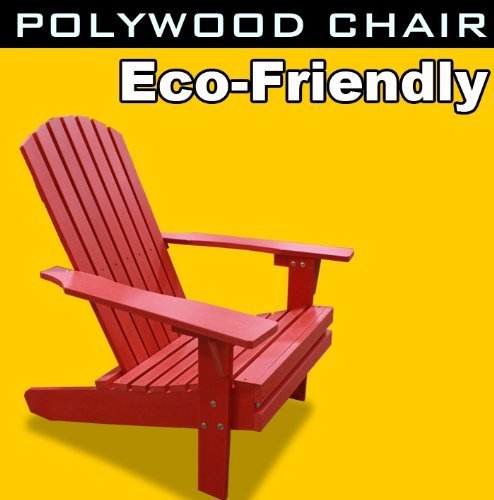 New Eco-Friendly Deluxe Patio Recycled Plastic Fanback Adirondack Chair Red