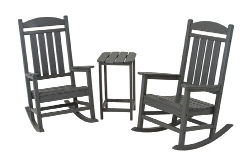 Polywood Pws139-1-gy Presidential 3-piece Rocker Chair Set Slate Grey