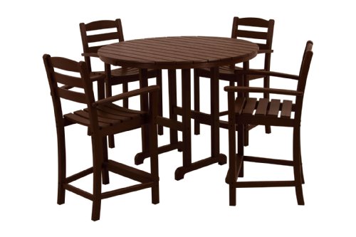 Polywood Pws143-1-ma La Casa Caf&eacute 5-piece Counter Set With Table And Chair Mahogany
