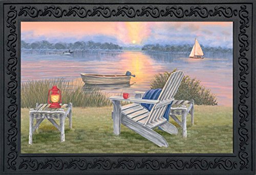 Waterfront Retreat Summer Doormat Indoor Outdoor Adirondack Chairs 18 x 30