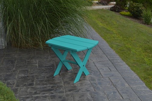 POLY Furniture Oval End Table - Amish Made USA - Aruba Blue