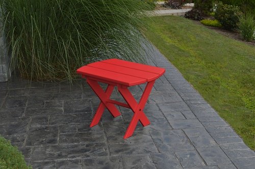 POLY Furniture Oval End Table - Amish Made USA - Bright Red