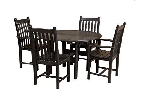 Eco Poly Outdoor Furniture Classic 46 Round Table with 4 Side Chairs Black