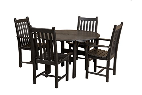 Eco Poly Outdoor Furniture Classic 46 Round Table with 4 Side Chairs Black