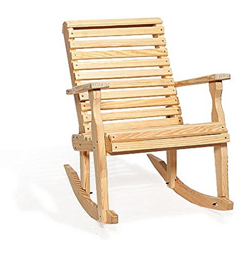 Leisure Lawns Poly Outdoor Furniture Amish Pine Wood Roll Back Patio Rocking Chair Natural