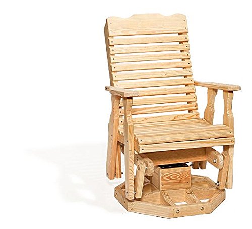 Leisure Lawns Poly Outdoor Furniture Curve Back Pine Wood Swivel Glider Chair Natural