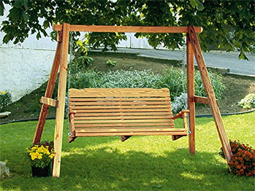 Leisure Lawns Poly Outdoor Furniture Patio Pine Wood Curve Back Porch Swing Natural