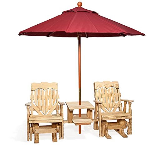 Leisure Lawns Poly Outdoor Furniture Pine High Back Heart Glider Double Seater Tete-A-Tete Natural