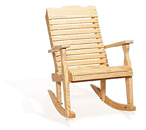 Leisure Lawns Poly Outdoor Furniture Pine Wood Curve Back Patio Rocking Chair Natural