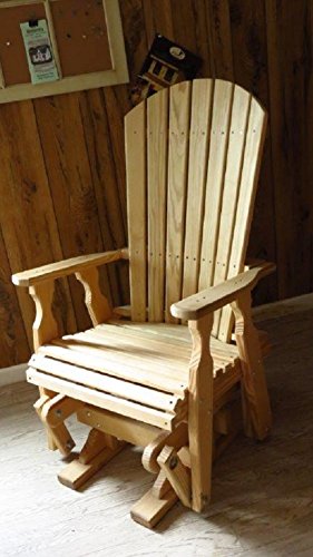 Leisure Lawns Poly Outdoor Furniture Pine Wood Fan Back Glider Chair Natural