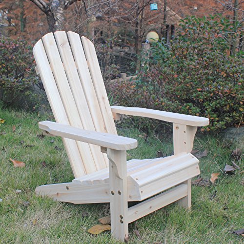 Songsen Kids Outdoor Log Wood Adirondack Lounge Chair Patio Deck Garden Furniture-Natural