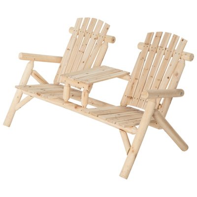 Double Cedarfir Log Adirondack Chair With Table Model Ss-csn-150