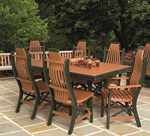 Poly Lumber Patio Furniture Set Including 1 Rectangular Table 72 and 6 Chairs in Weathered Wood Black - Amish Made in USA