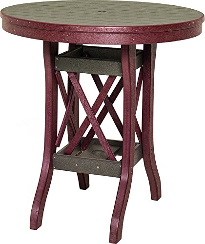 Poly Lumber Patio Furniture Set Including 1 Round Balcony Table 36 and 4 Barstools in Weathered Wood Black - Amish Made in USA