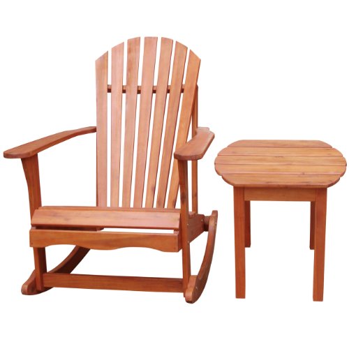 International Concepts 2-piece Adirondack Rocker Set With Side Table Oiled Finish