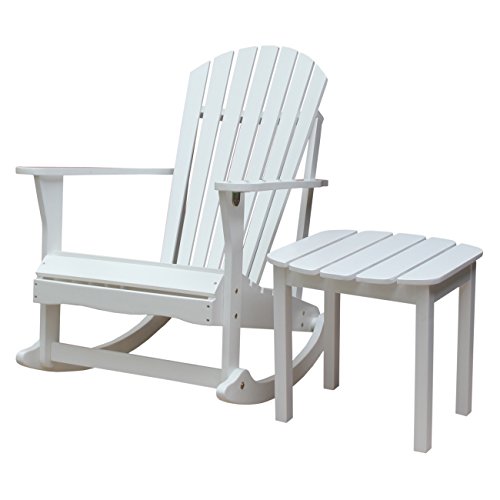 International Concepts Adirondack Rocker With Side Table White Set Of 2